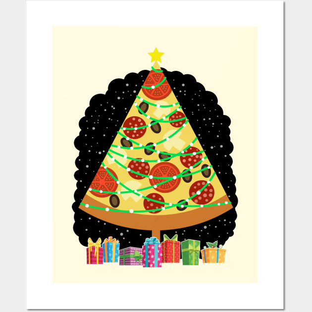 Pizza Christmas Tree Wall Art by PalmGallery